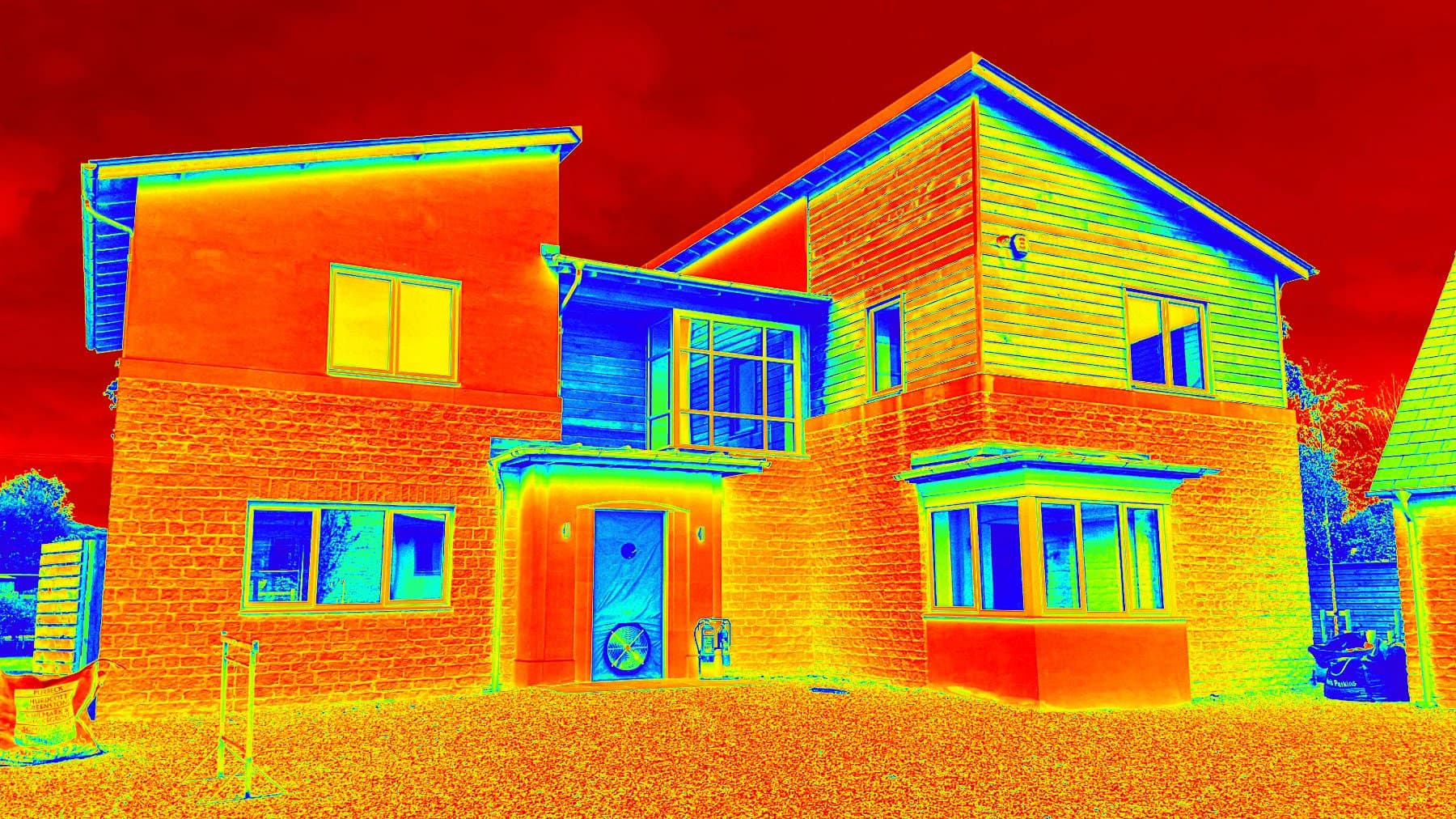 Rilievo termografico professionale su facciata di edificio